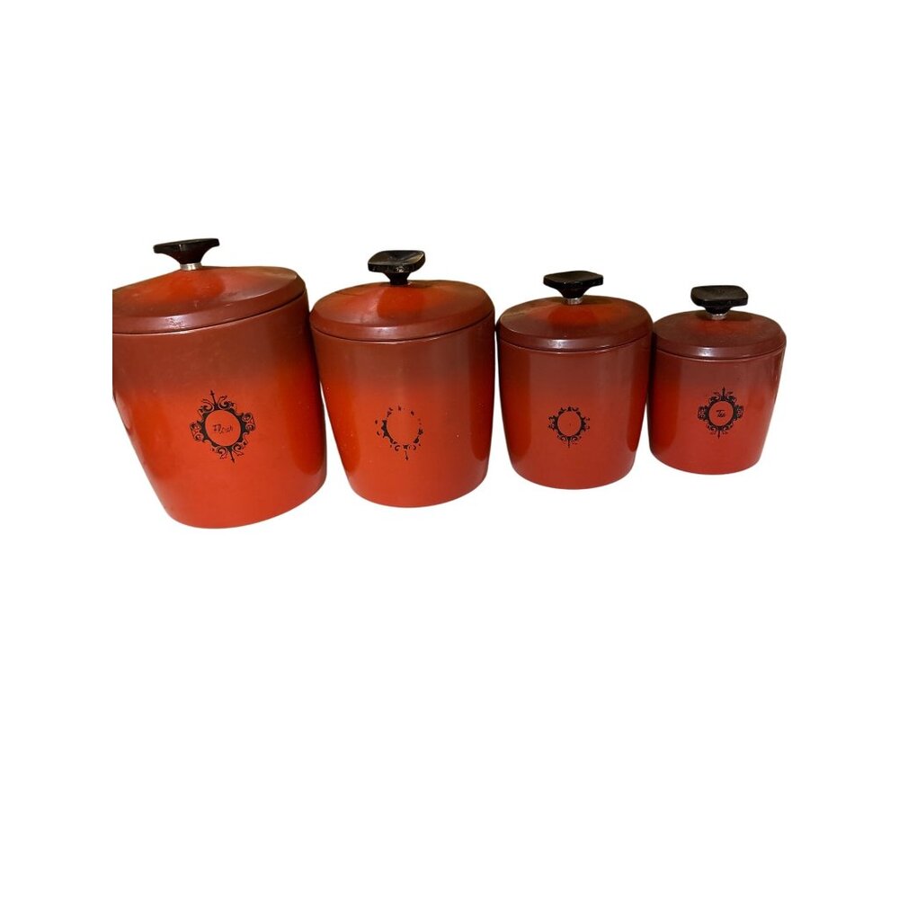 Vintage West Bend Red‎ Aluminum Canister Set With Lids - 4 Piece